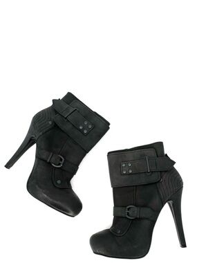 Ash Egoist Heeled Booties Moto Biker Black Leather Euro Size 39.5= US 9-9.5 EUC